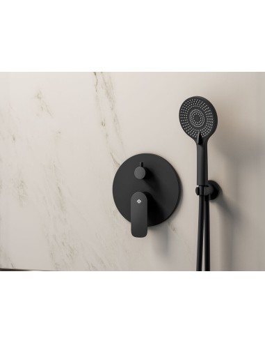 ENSEMBLE ENCASTRE 2 FONCT. MITIGEUR ROUND NOIR C/K