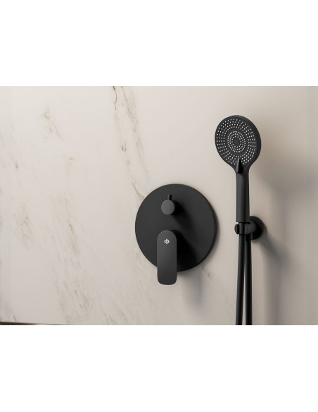 ENSEMBLE ENCASTRE 2 FONCT. MITIGEUR ROUND NOIR C/K