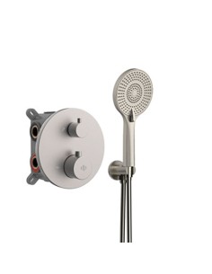 ENSEMBLE ENCASTRE 2/3 FONCT. THERMOSTATIQUE ROUND NICKEL