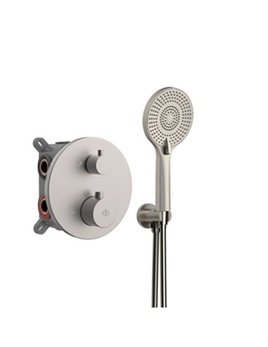 ENSEMBLE ENCASTRE 2/3 FONCT. THERMOSTATIQUE ROUND NICKEL