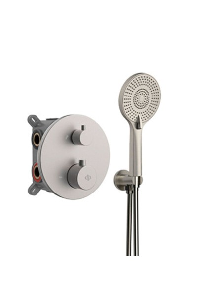 ENSEMBLE ENCASTRE 2/3 FONCT. THERMOSTATIQUE ROUND NICKEL