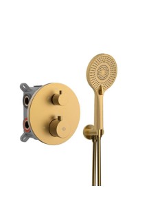 ENSEMBLE ENCASTRE 2/3 FONCT. THERMOSTATIQUE ROUND OR