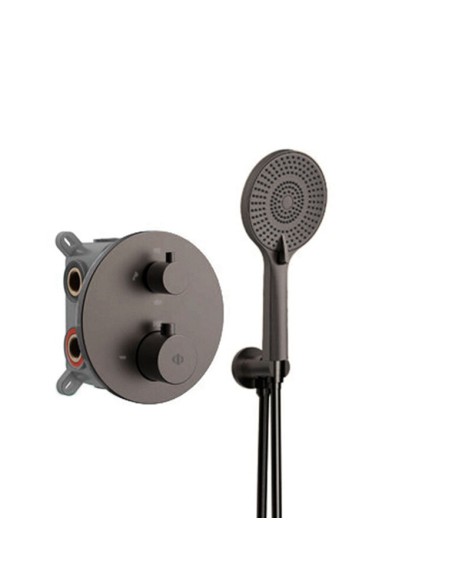 ENSEMBLE ENCASTRE 2/3 FONCT. THERMOSTATIQUE ROUND TITANE
