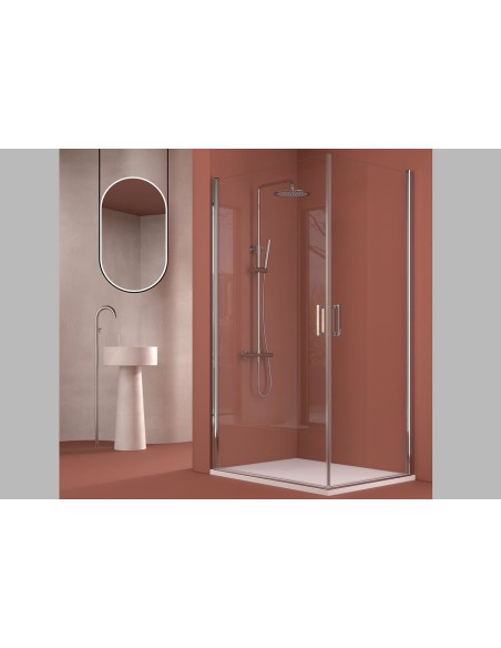 Cabine de douche à charnières avec 2 portes d'angle - Série Abat - QUADRA