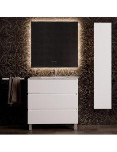 Meuble ATRANI 60x45x81 3 tiroirs avec pieds Blanc Brillant