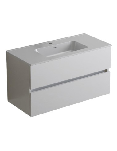 Ensemble ICON 100 Blanc Brillant, CARB2 + Plan vasque céramique VOLTERRA Blanc Brillant