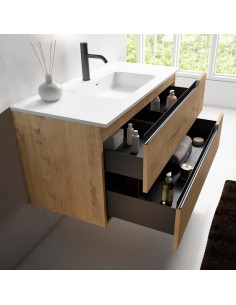 Meuble DUO 60x45x54 2 tiroirs, suspendu SAND avec poignée Noire