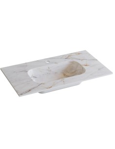 Plan vasque grès cérame LANICOR 81x46  èvier centré Blanc Storm