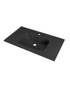 Plan vasque céramique VOLTERRA 61x46 èvier centré Noir Mat