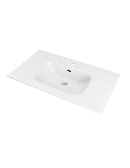 Plan vasque céramique VOLTERRA 81x46 èvier centré Blanc Mat