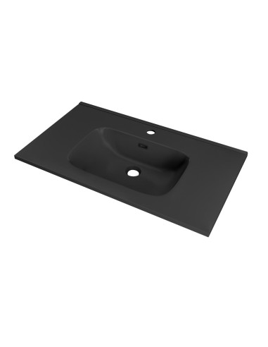 Plan vasque céramique VOLTERRA 101x46 èvier centré Noir Mat