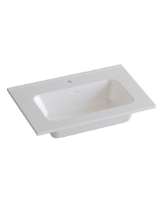 Plan vasque céramique VOLTERRA 121x46 èvier centré Blanc Brillant