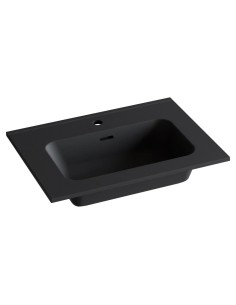 Plan vasque céramique VOLTERRA 121x46 èvier centré Noir Mat
