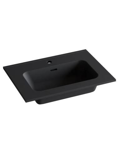 Plan vasque céramique VOLTERRA 121x46 èvier centré Noir Mat