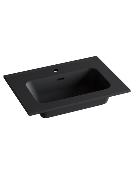 Plan vasque céramique VOLTERRA 121x46 èvier centré Noir Mat