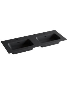 Plan vasque céramique VOLTERRA 121x46 double èvier Noir Mat