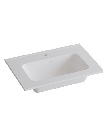 Plan vasque céramique VOLTERRA 121x46 èvier centré Blanc Mat