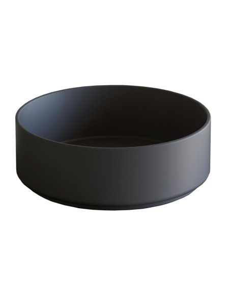 Lavabo en céramique à poser ROLL Ø36 cm Noir Mat