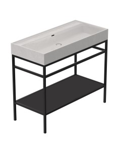 Ensemble estructure ORIGIN Noire Mate 80  + Plan vasque céramique ORIGIN Blanco Brillant
