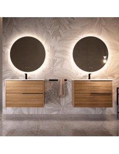 Meuble BAMBOO 60x45x54 2 tiroirs, suspendu avec poignée Noir Mat