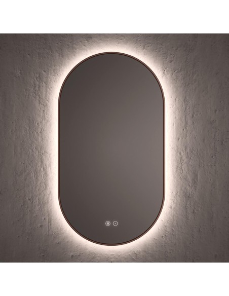 Miroir ovale COP périmètre rétroéclairé 50x90 cm. Bronze