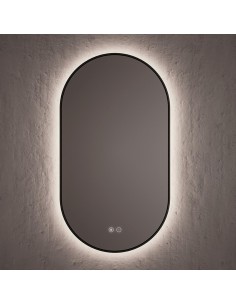 Miroir ovale COP périmètre rétroéclairé 50x90 cm. Noir mate