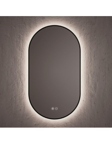 Miroir ovale COP périmètre rétroéclairé 50x90 cm. Noir mate