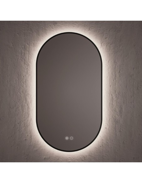 Miroir ovale COP périmètre rétroéclairé 50x90 cm. Noir mate