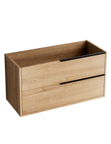 Meuble LISTELLO 60x45x54 2 tiroirs, suspendu avec poignée Noir Mat