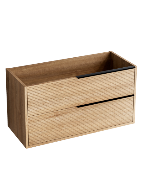 Meuble LISTELLO 100x45x54 2 tiroirs, suspendu avec poignée Noir Mat