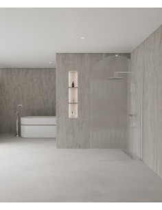 Nisa - Paroi de douche fixe en verre arrondi cannelé - 110 cm