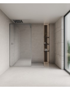 Evora - Paroi de douche fixe en verre transparent, cadre gunmetal - 100 cm
