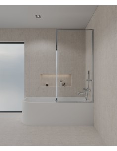 Pare baignoire fixe 70 cm en verre trempé cadre chromé Guadra