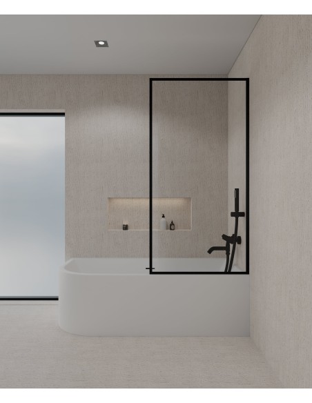 Pare-baignoire noir fixe 70 cm Guadra