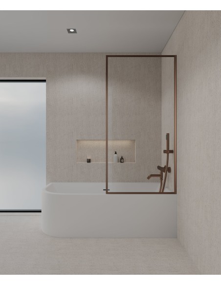 Paroi de baignoire fixe 80 x 140 cm or rose brossé Guadra