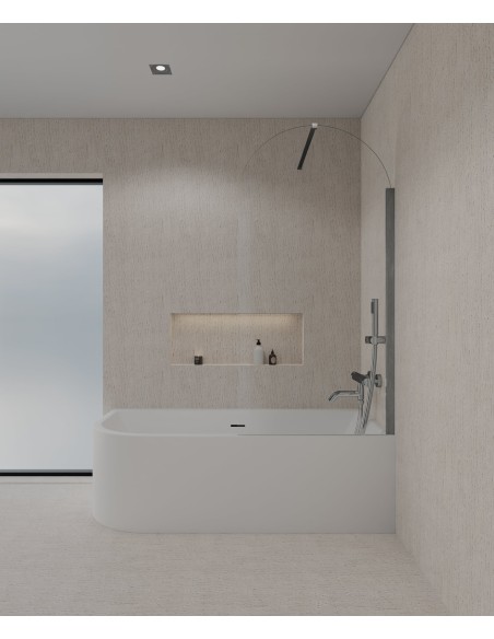 Pare baignoire fixe chromé 70 x 140 cm Leira