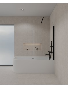 Pare-baignoire noir en verre trempé 70 cm - Leira