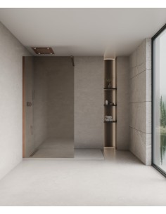 Mira - Paroi de douche verre fumé café fixe - 80 cm