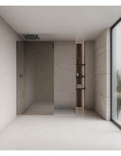 Mira - Paroi de douche fixe fumée café - 90 cm