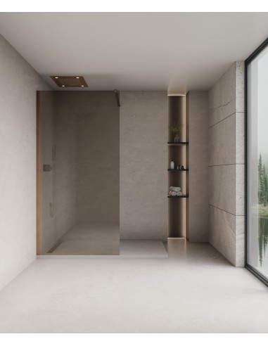 Mira - Paroi de douche verre fumé café fixe - 100 cm