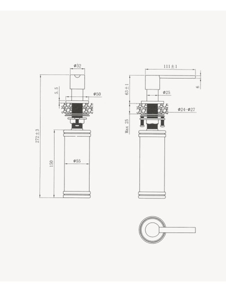Distributeur de savon en acier inoxydable - nickel brossé