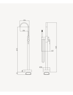 Robinet mitigeur de bain & douche au sol Gun métal - Fiumina 2