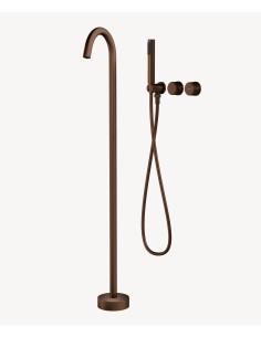 Mitigeur de baignoire sur pied et encastré Or rose brossé - Leros