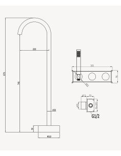 Mitigeur de baignoire sur pied et encastré Or rose brossé - Leros 2