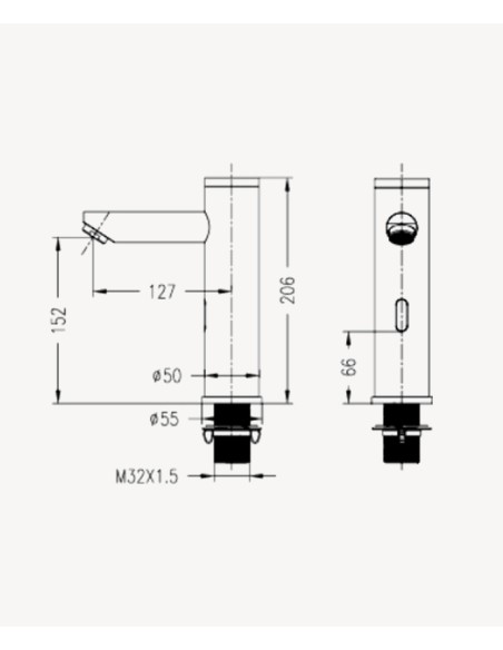Robinet lavabo automatique moderne, eau froide Gun métal - Corbeau