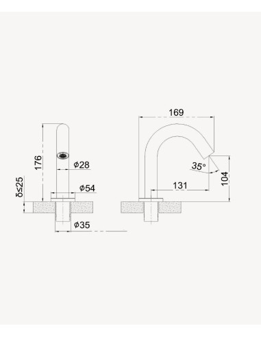 Robinet automatique de lavabo, eau froide Gun métal - Corbeau