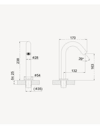 Robinet automatique pour vasque à poser , eau froide Doré brossé - Corbeau