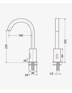 Robinet lavabo automatique haut , eau froide Gun métal - Corbeau 2