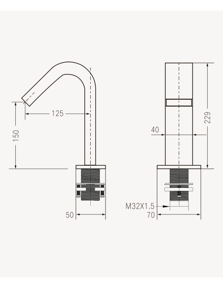 Robinet lavabo automatique, eau froide Doré brossé - Fiumina