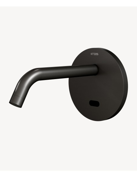Robinet lavabo automatique mural avec plaque, eau froide Gun métal - Corbeau